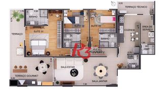 Apartamento com 3 Quartos à venda, 171m² no Aparecida, Santos - Foto 1