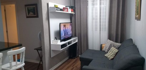 Lindo apartamento, semi-mobiliado com móveis planejados na cozinha ,  quartos e banheiro. Piso laminado e iluminação diferenciada. Campo Pequeno,  Colombo, Pr - Deck Concept Home