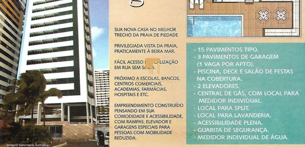 Apartamento em Piedade com 2qts, sendo 1 suíte, beira mar