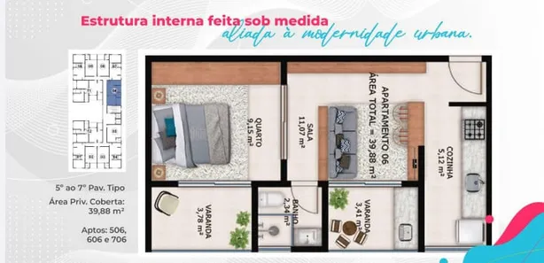 Kitnet com 1 Quarto à venda, 34m² no Centro, Viçosa