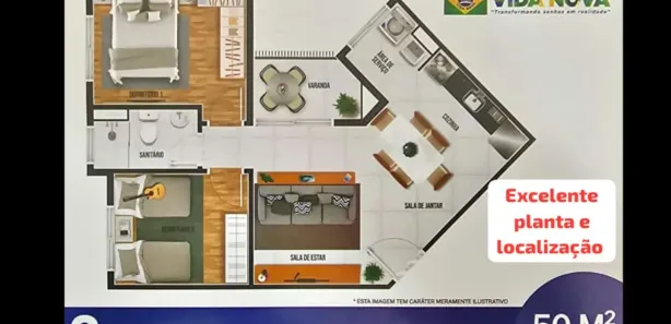 Apartamento com 2 Quartos à venda, 62m² no Jardim Iracema, Taboão da Serra