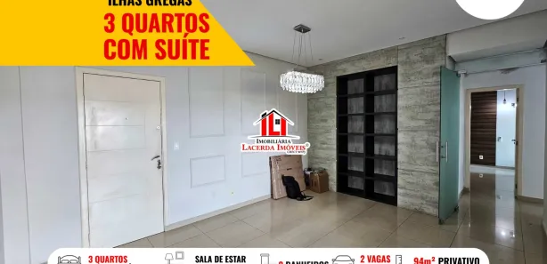 Apartamento com 3 Quartos para alugar, 94m² no Ponta Negra, Manaus