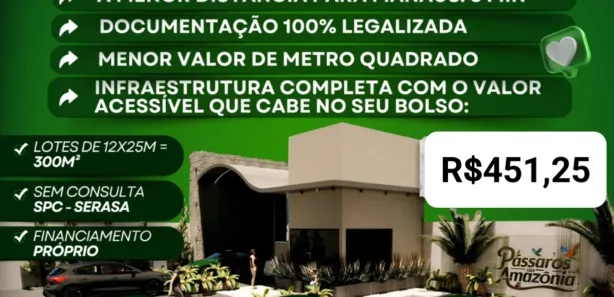 Terreno / Lote / Condomínio à venda, 300m² no , Iranduba