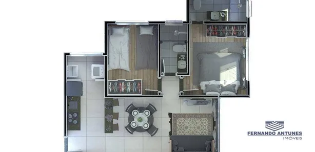Apartamento com 2 Quartos à venda, 53m² no Cabral, Contagem