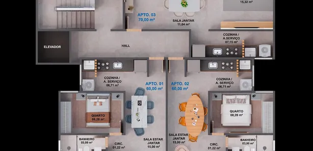 Apartamento com 2 Quartos à venda, 60m² no Jockey de Itaparica, Vila Velha
