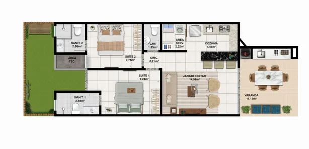 Casa de Condomínio com 2 Quartos à venda, 65m² no Alphaville (Abrantes), Camaçari