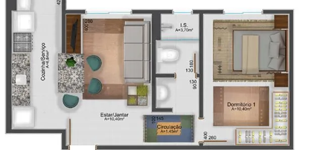 Apartamento com 1 Quarto à venda, 37m² no Loteamento Montparnasse, Almirante Tamandaré