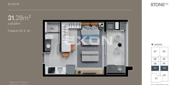 Flat com 2 Quartos à venda, 59m² no Novo Mundo, Curitiba