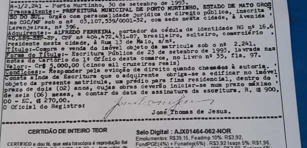 Terreno / Lote / Condomínio à venda, 450m² no , Porto Murtinho