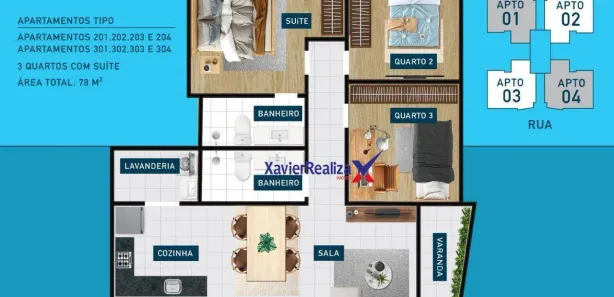 Apartamento com 3 Quartos à venda, 78m² no Cabral, Contagem