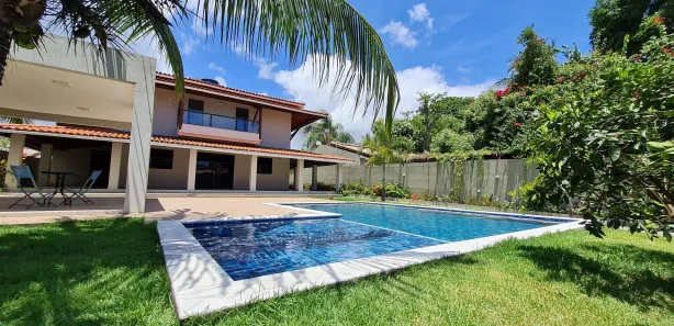Casa de Condomínio com 4 Quartos para venda ou aluguel, 389m² no Busca Vida (Abrantes), Camaçari