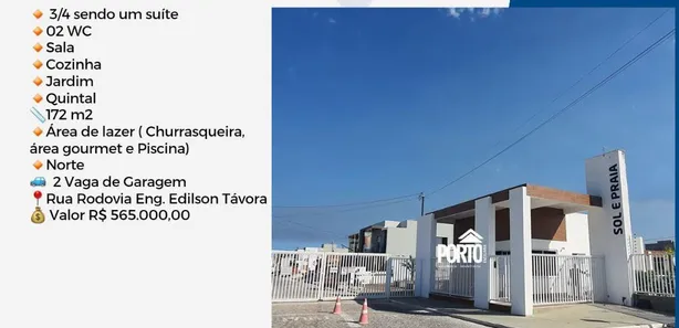 Casa de Condomínio com 3 Quartos à venda, 172m² no Olhos d'Água, Barra dos Coqueiros