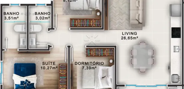 Apartamento com 3 Quartos à venda, 76m² no Praia de Armação do Itapocorói, Penha