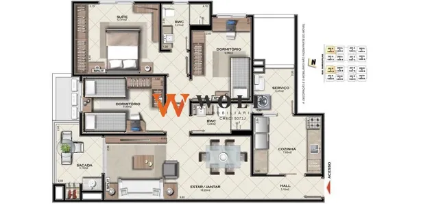 Apartamento com 3 Quartos à venda, 94m² no Campinas, São José