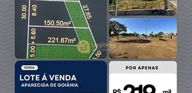 Terreno / Lote / Condomínio à venda, 524m² no Sítios Santa Luzia Residencial, Aparecida de Goiânia