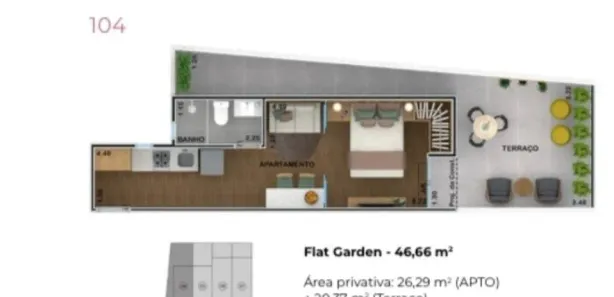 Flat com 1 Quarto à venda, 26m² no Monte Castelo, Volta Redonda