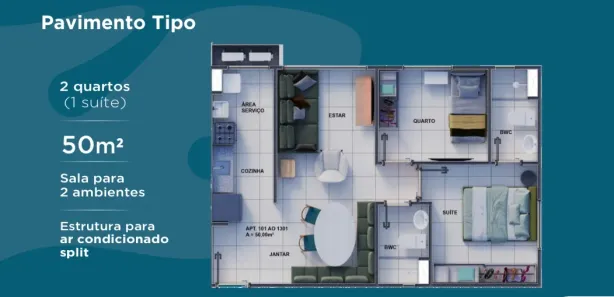 Apartamento com 2 Quartos à venda, 50m² no Nossa Senhora do Ó, Paulista