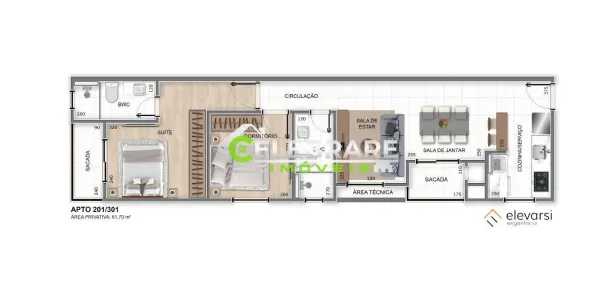 Apartamento com 3 Quartos à venda, 72m² no Centro, Pinhais