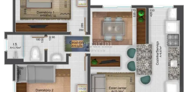 Apartamento com 2 Quartos à venda, 36m² no Planta Almirante, Almirante Tamandaré