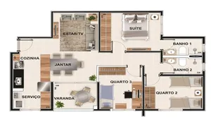 Apartamento com 3 Quartos à venda, 60m² no Granja Marileusa , Uberlândia - Foto 3