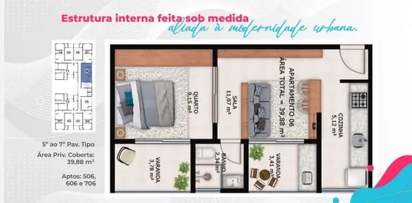 Kitnet com 1 Quarto à venda, 34m² no Centro, Viçosa
