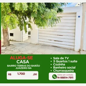 Casa com 3 Quartos para alugar, 90m² no Palmares, Juazeiro