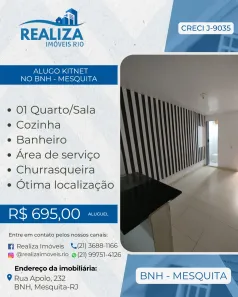 Casa com 1 Quarto para alugar, 40m² no BNH, Mesquita