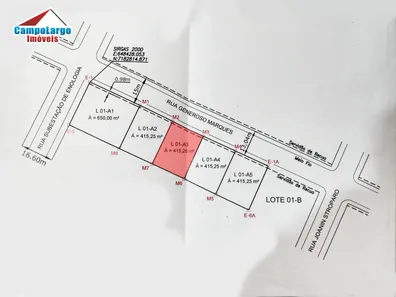 Terreno / Lote / Condomínio à venda, 415m² no Centro, Campo Largo