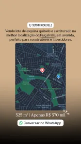 Terreno / Lote / Condomínio à venda, 525m² no Setor Faiçalville, Goiânia