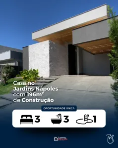 Casa de Condomínio com 3 Quartos à venda, 196m² no Jardins Nápoles, Senador Canedo