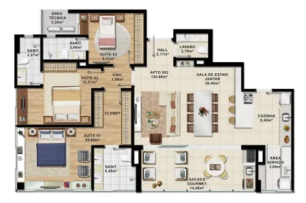 Apartamento com 3 Quartos à venda, 122m² no Renato Gonçalves, Barreiras