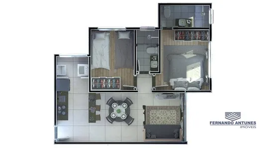 Apartamento com 2 Quartos à venda, 53m² no Cabral, Contagem
