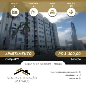 Apartamento com 3 Quartos para alugar, 56m² no Parque 10 de Novembro, Manaus