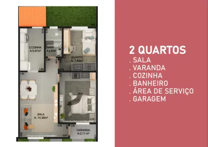 Casa de Condomínio com 2 Quartos à venda, 52m² no Assunção, Barra Mansa