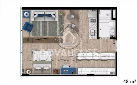 Flat com 1 Quarto à venda, 48m² no Vila Palmira, Campo Grande