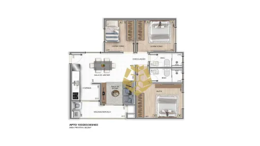 Apartamento com 3 Quartos à venda, 68m² no Estância Pinhais, Pinhais