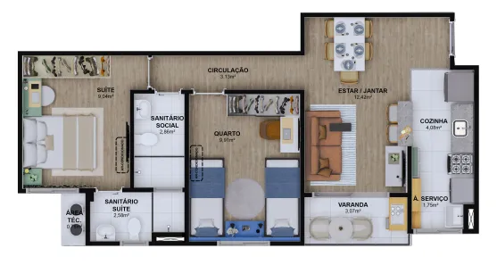 Apartamento com 2 Quartos à venda, 54m² no Aruana, Aracaju