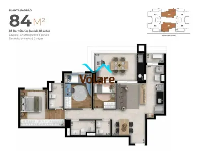 Apartamento com 3 Quartos à venda, 84m² no Vila Osasco, Osasco