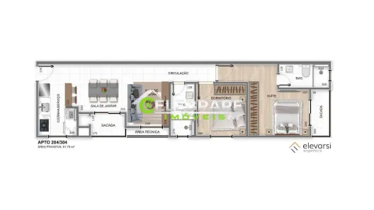 Apartamento com 3 Quartos à venda, 72m² no Centro, Pinhais