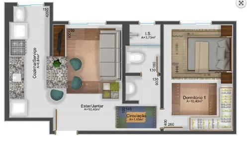 Apartamento com 1 Quarto à venda, 37m² no Loteamento Montparnasse, Almirante Tamandaré