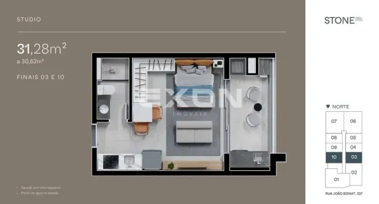 Flat com 2 Quartos à venda, 59m² no Novo Mundo, Curitiba