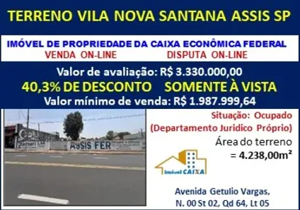 Terreno / Lote / Condomínio à venda, 4238m² no Vila Nova Santana, Assis