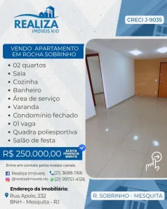 Apartamento com 2 Quartos à venda, 57m² no Rocha Sobrinho, Mesquita