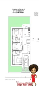 Casa com 2 Quartos à venda, 69m² no Eduardo Gomes, São Cristóvão