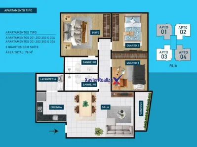 Apartamento com 3 Quartos à venda, 78m² no Cabral, Contagem