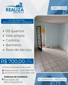 Casa com 3 Quartos para alugar, 70m² no Rocha Sobrinho, Mesquita
