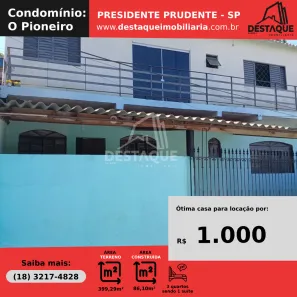 Casa com 3 Quartos para alugar, 86m² no Vila Mendes, Presidente Prudente