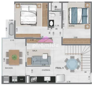 Cobertura com 3 Quartos à venda, 125m² no Vila Atlântica, Caraguatatuba