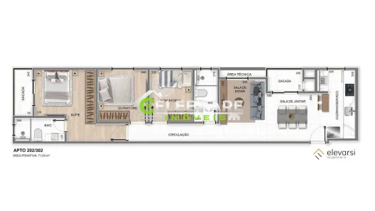 Apartamento com 3 Quartos à venda, 72m² no Centro, Pinhais