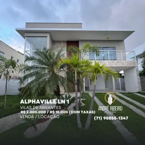 Casa de Condomínio com 4 Quartos para venda ou aluguel, 397m² no Alphaville (Abrantes), Camaçari